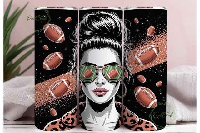 Football Messy Bun 20oz Tumbler Sublimation PixelChick 