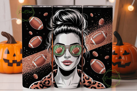 Football Messy Bun 20oz Tumbler Sublimation PixelChick 