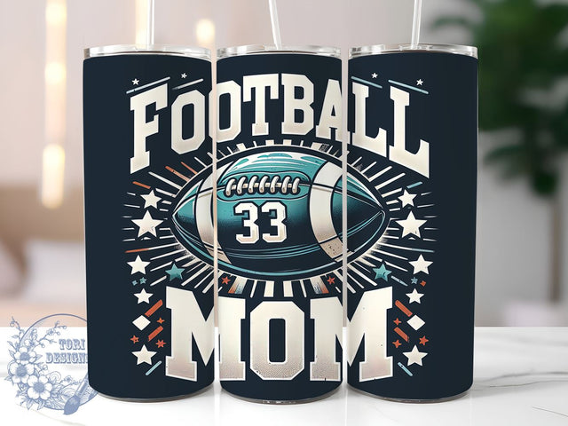 Football Mom 20oz Skinny Tumbler, Football Tumbler Png, Straight & Tapered Tumbler Wrap, Instant Digital Download Sublimation ToriDesigns 