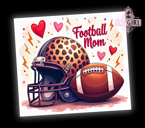 Football Mom 20oz Tumbler Wrap Sublimation Design, Straight Tapered Tumbler Wrap, Leopard Football Mama Tumbler Png, Instant Digital Download Sublimation SvggirlplusArt 
