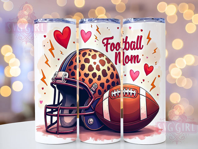 Football Mom 20oz Tumbler Wrap Sublimation Design, Straight Tapered Tumbler Wrap, Leopard Football Mama Tumbler Png, Instant Digital Download Sublimation SvggirlplusArt 