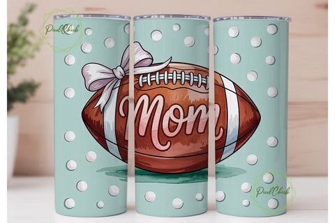 Football Mom 20oz Tumbler Wrap Sublimation PixelChick 