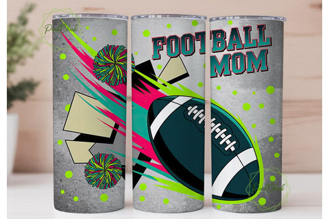 Football Mom 20oz Tumbler Wrap Sublimation PixelChick 