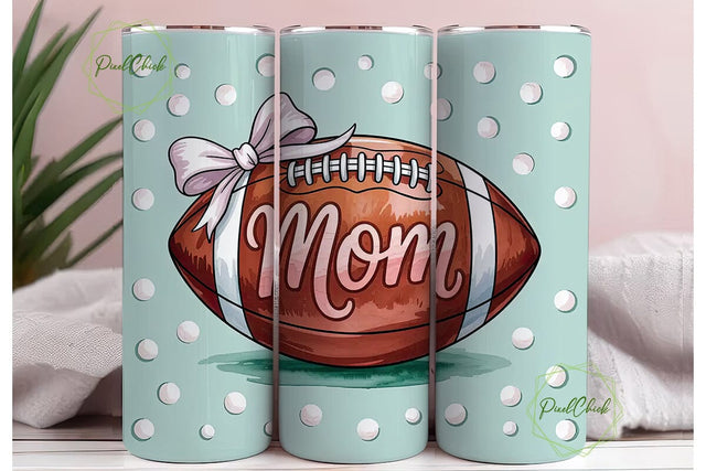 Football Mom 20oz Tumbler Wrap Sublimation PixelChick 