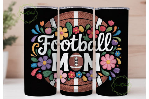 Football Mom 20oz Tumbler Wrap Sublimation PixelChick 