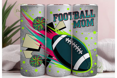 Football Mom 20oz Tumbler Wrap Sublimation PixelChick 