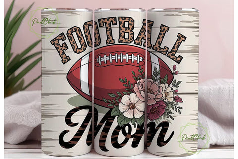 Football Mom 20oz Tumbler Wrap Sublimation PixelChick 
