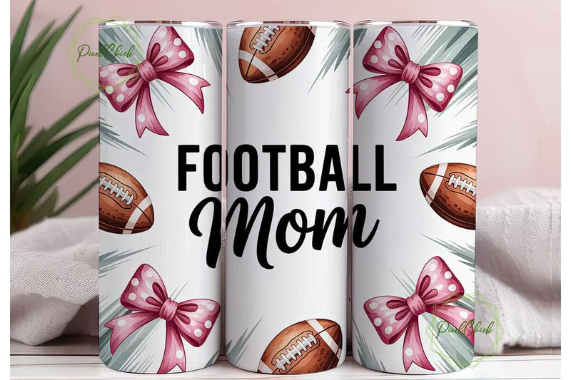 Football Mom 20oz Tumbler Wrap Sublimation PixelChick 