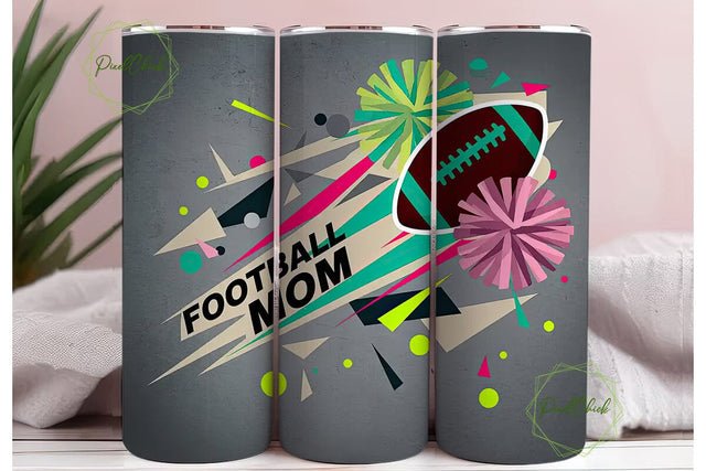 Football Mom 20oz Tumbler Wrap Sublimation PixelChick 