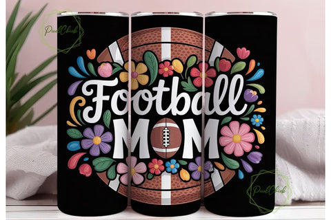 Football Mom 20oz Tumbler Wrap Sublimation PixelChick 