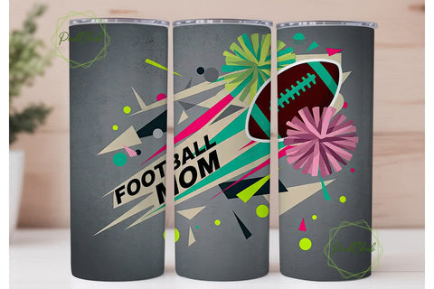 Football Mom 20oz Tumbler Wrap Sublimation PixelChick 