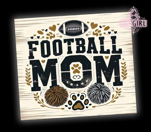 Football Mom, Cheer Mom, Tumbler Wrap, 20 oz Tumbler, PNG Sublimation, Sports Mom, Game Day, Cheerleading Wrap Sublimation SvggirlplusArt 