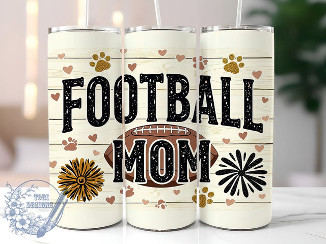 Football Mom, Cheer Tumbler, Tumbler Design, Sublimation PNG, 20 oz Tumbler, Sports Mom, Team Spirit, Game Day Drinkware Sublimation ToriDesigns 