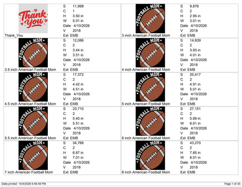 Football Mom Embroidery Design – Football Mama Sports Mom Game Day Machine Embroidery File Embroidery/Applique DESIGNS PatternFeed8 