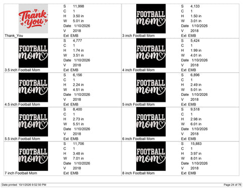 Football Mom Embroidery Design – Sports Mom Heart Machine Embroidery File, Football Mama Game Day Design Embroidery/Applique DESIGNS PatternFeed8 