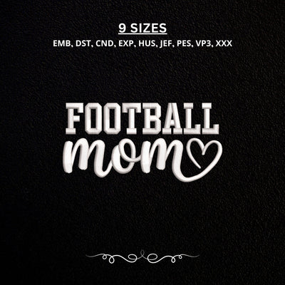 Football Mom Embroidery Design – Sports Mom Heart Machine Embroidery File, Football Mama Game Day Design Embroidery/Applique DESIGNS PatternFeed8 