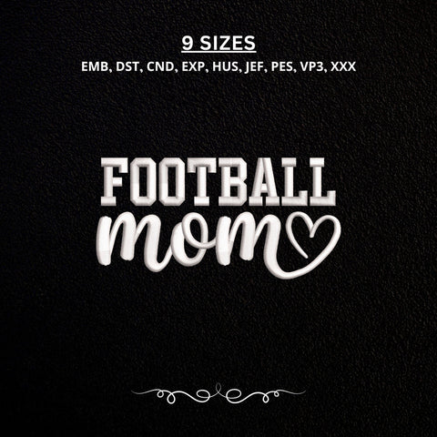 Football Mom Embroidery Design – Sports Mom Heart Machine Embroidery File, Football Mama Game Day Design Embroidery/Applique DESIGNS PatternFeed8 