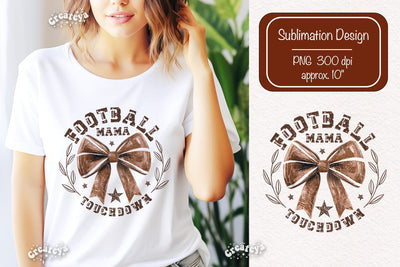Football mom Retro American Football PNG sublimation t-shirt design Bow png clipart Sublimation Createya Design 