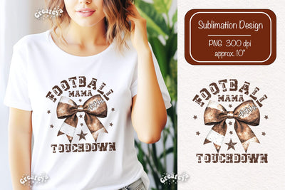 Football mom Retro American Football PNG sublimation t-shirt design Bow png clipart Sublimation Createya Design 