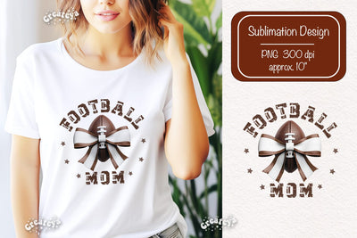 Football mom Retro American Football PNG sublimation t-shirt design Bow png clipart Sublimation Createya Design 