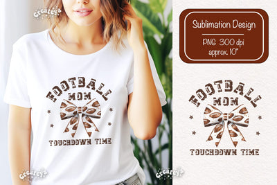 Football mom Retro American Football PNG sublimation t-shirt design Bow png clipart Sublimation Createya Design 
