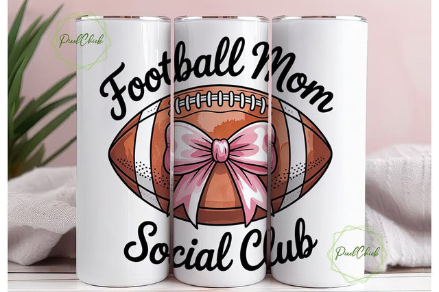 Football Mom Social Club 20oz Tumbler Sublimation PixelChick 