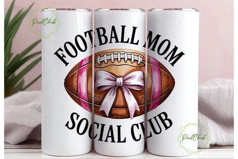 Football Mom Social Club 20oz Tumbler Sublimation PixelChick 