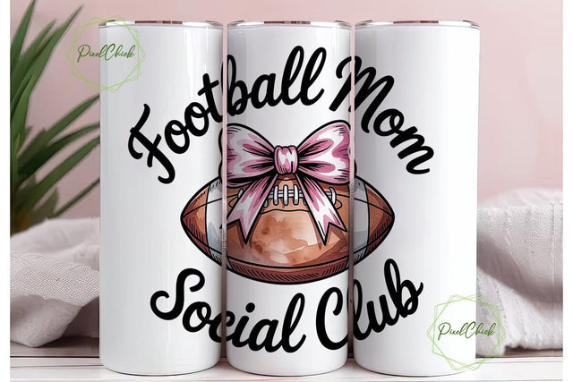 Football Mom Social Club 20oz Tumbler Sublimation PixelChick 