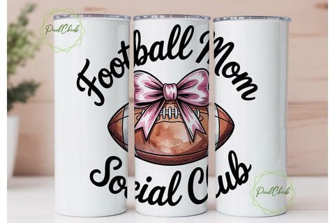 Football Mom Social Club 20oz Tumbler Sublimation PixelChick 