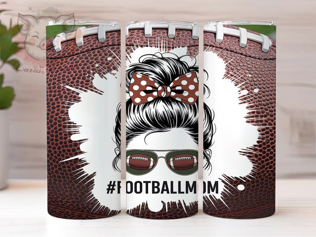 Football Mom Sports Tumbler, Bun Hair Sublimation Design, American Football Art, 20oz Sports Tumbler, Whimsical Mom Mug, Playful Football Cup, Sporty Mom Wrap Sublimation Lara' s Designs 