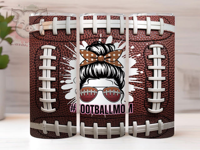 Football Mom Sports Tumbler, Bun Hair Sublimation Design, American Football Art, 20oz Sports Tumbler, Whimsical Mom Mug, Playful Football Cup, Sporty Mom Wrap Sublimation Lara' s Designs 