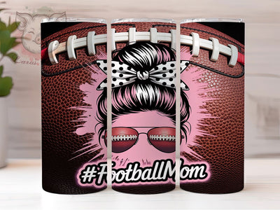 Football Mom Sports Tumbler, Bun Hair Sublimation Design, American Football Art, 20oz Sports Tumbler, Whimsical Mom Mug, Playful Football Cup, Sporty Mom Wrap Sublimation Lara' s Designs 