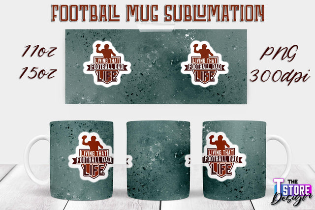 Football Mug PNG Design | Football Mug 11oz 15oz PNG | Sports Mom PNG Sublimation The T Store Design 