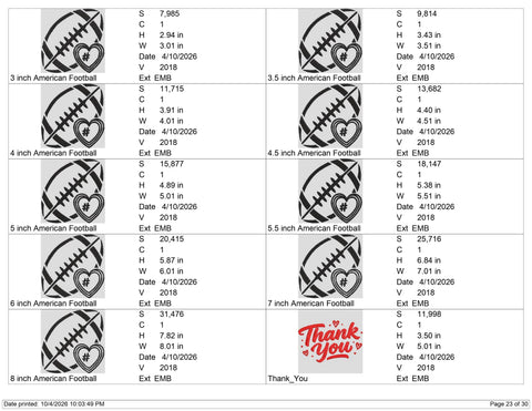 Football Number Heart Embroidery Design – Personalized Football Mom Player Number Machine Embroidery File Embroidery/Applique DESIGNS PatternFeed8 