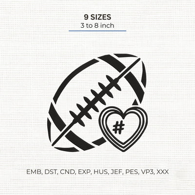 Football Number Heart Embroidery Design – Personalized Football Mom Player Number Machine Embroidery File Embroidery/Applique DESIGNS PatternFeed8 