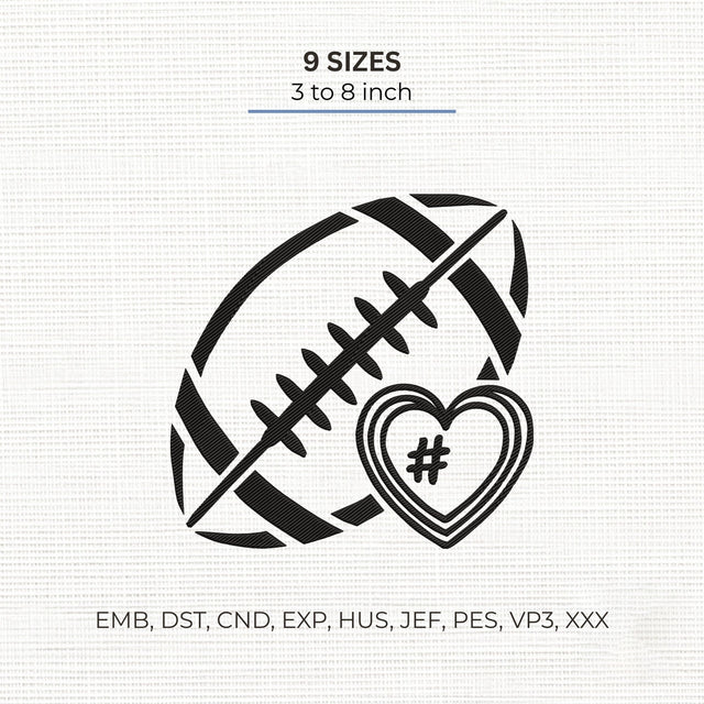 Football Number Heart Embroidery Design – Personalized Football Mom Player Number Machine Embroidery File Embroidery/Applique DESIGNS PatternFeed8 