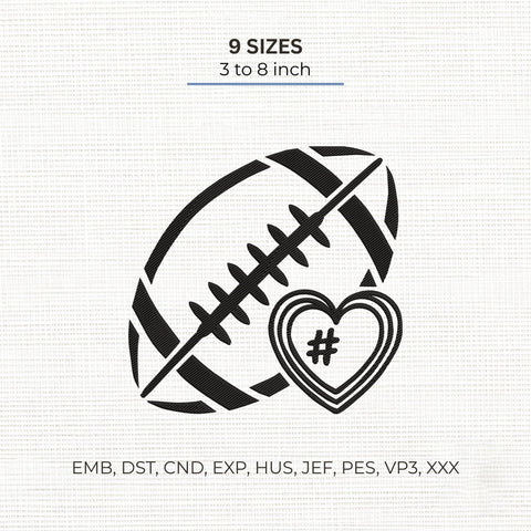 Football Number Heart Embroidery Design – Personalized Football Mom Player Number Machine Embroidery File Embroidery/Applique DESIGNS PatternFeed8 