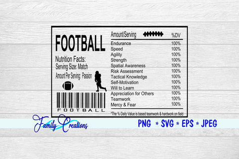 Football Nutrition Label SVG Family Creations 