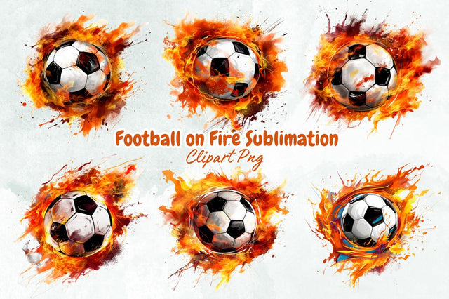 Football on Fire Sublimation Design Bundle Sublimation Designangry 