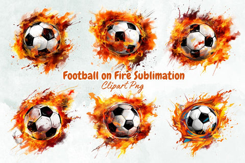 Football on Fire Sublimation Design Bundle Sublimation Designangry 
