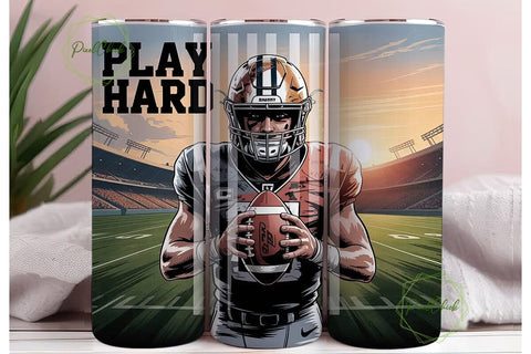 Football Play Hard 20oz Tumbler Wrap Sublimation PixelChick 
