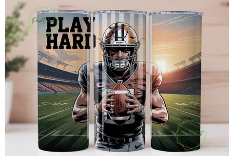 Football Play Hard 20oz Tumbler Wrap Sublimation PixelChick 