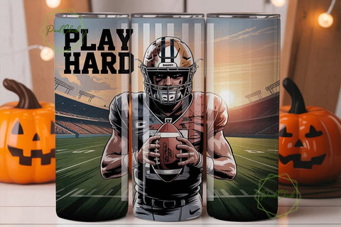 Football Play Hard 20oz Tumbler Wrap Sublimation PixelChick 