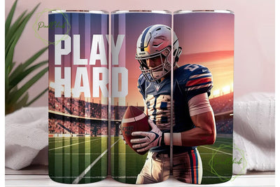 Football Play Hard 20oz Tumbler Wrap Sublimation PixelChick 