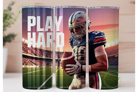 Football Play Hard 20oz Tumbler Wrap Sublimation PixelChick 