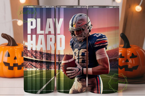 Football Play Hard 20oz Tumbler Wrap Sublimation PixelChick 