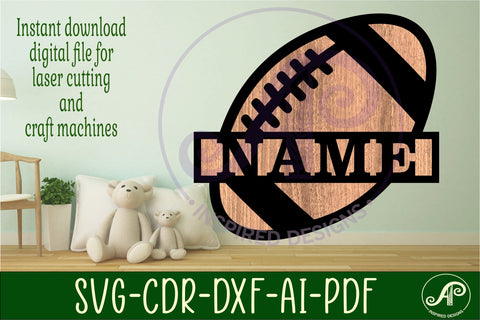 Football/ Rugby ball Name sign svg laser cut template SVG APInspireddesigns 