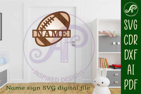 Football/ Rugby ball Name sign svg laser cut template SVG APInspireddesigns 