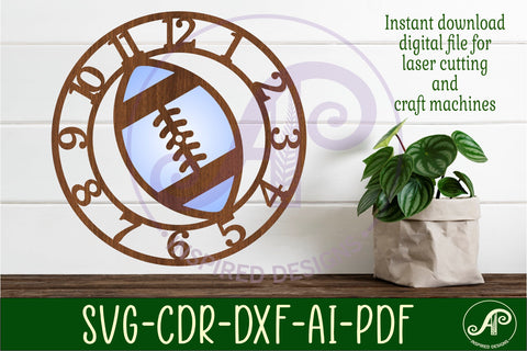 football/ rugby ball wall clock laser cut files, SVG file. SVG APInspireddesigns 
