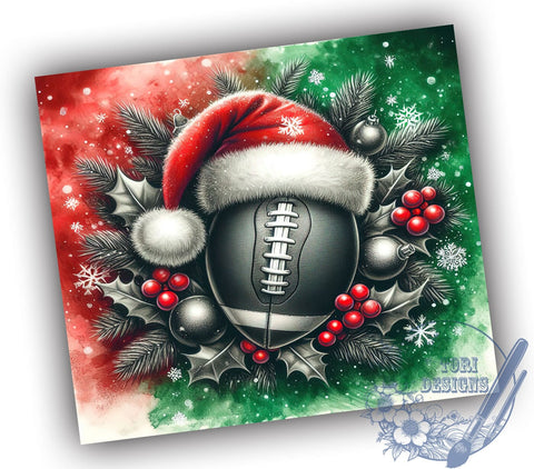 Football Santa Hat Christmas 20oz Tumbler, Football, Santa Hat, Tumbler Wrap, Sublimation Design, Christmas Gift, Sports Fan, Holiday Decor Sublimation ToriDesigns 
